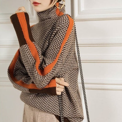 Zoé | Pull à col roulé à à Motif Chevron