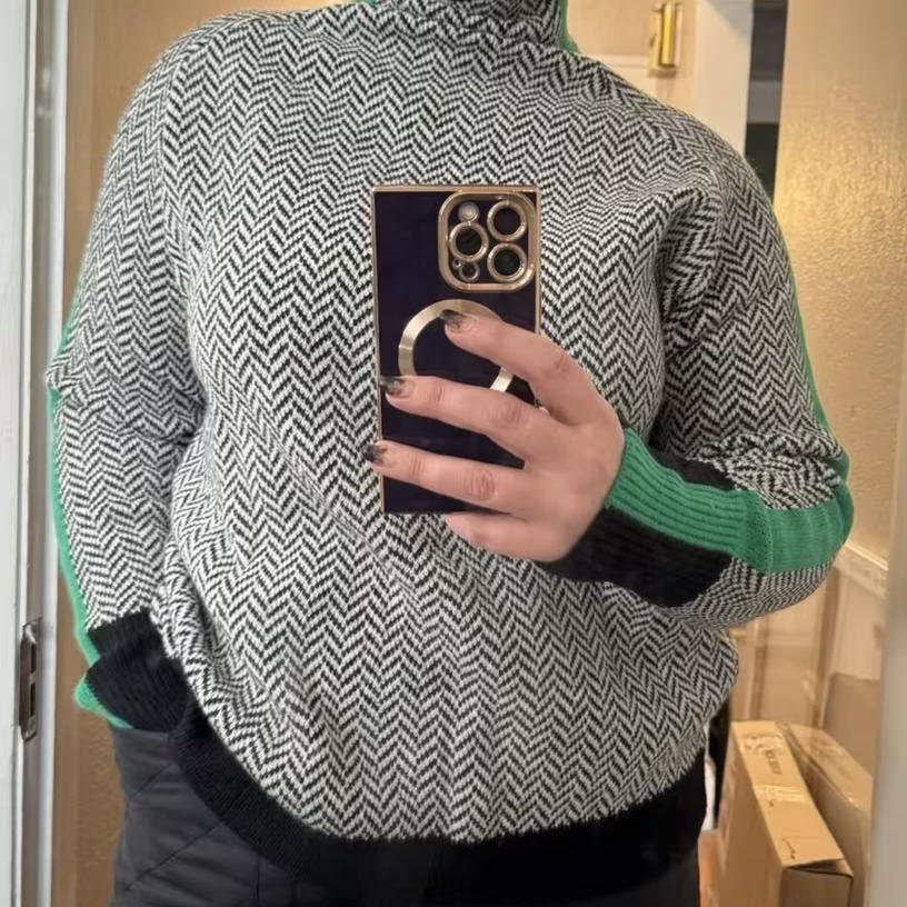 Zoé | Pull à col roulé à à Motif Chevron